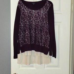 Vera Wang blouse 0X burgundy